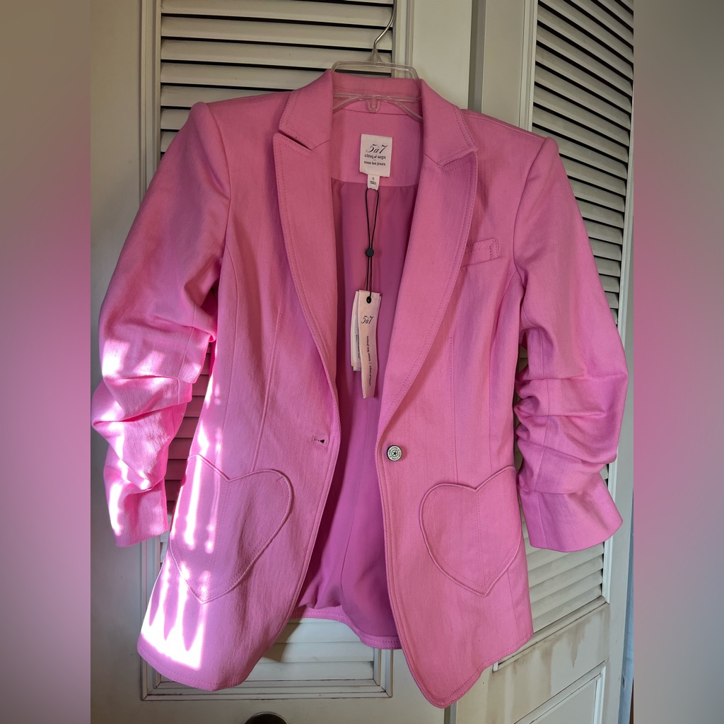 Cinq Sept Pink Blazer With Heart Pockets